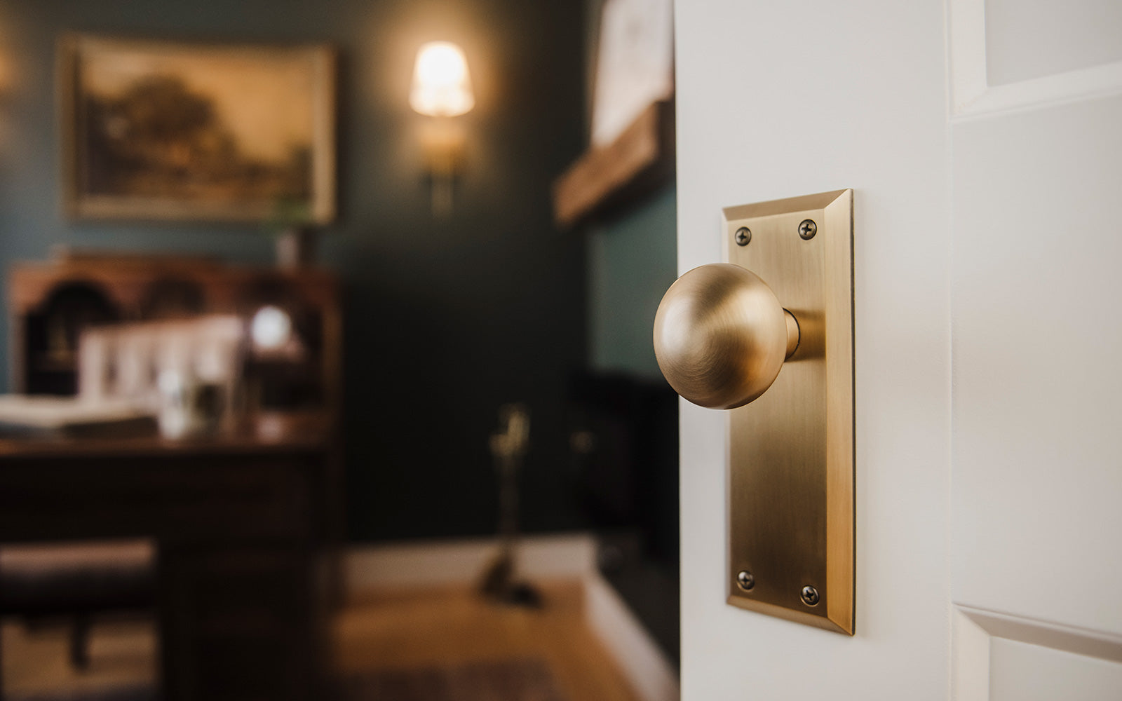 A Brand New Home Gets Transitional Brass Door Hardware