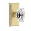 Carré Short Plate with Baguette Clear Crystal Knob in Satin Brass
