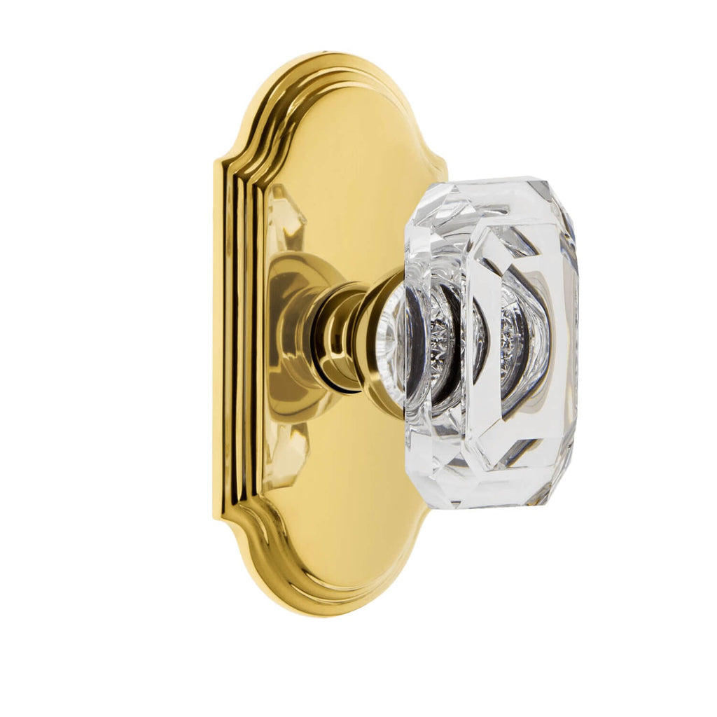 Arc Short Plate with Baguette Clear Crystal Knob in Lifetime Brass