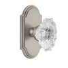 Arc Short Plate with Biarritz Crystal Knob in Satin Nickel