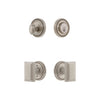 Soleil Rosette Entry Set with Carre Knob in Satin Nickel