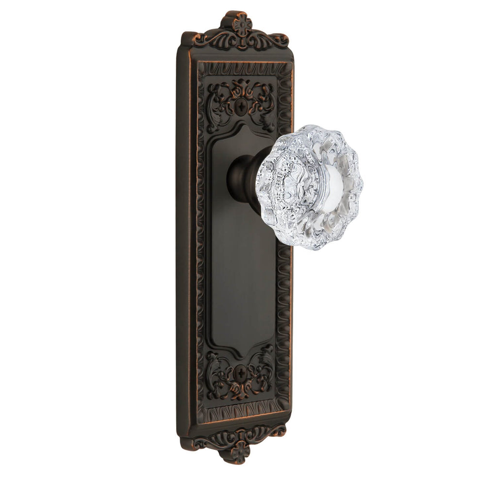 Windsor Long Plate with Versailles Crystal Knob in Timeles Bronze