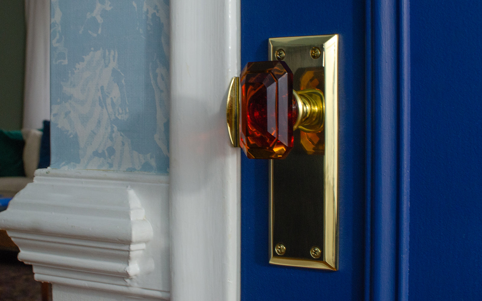 The Amber Crystal Baguette Wows on Blue Doors
