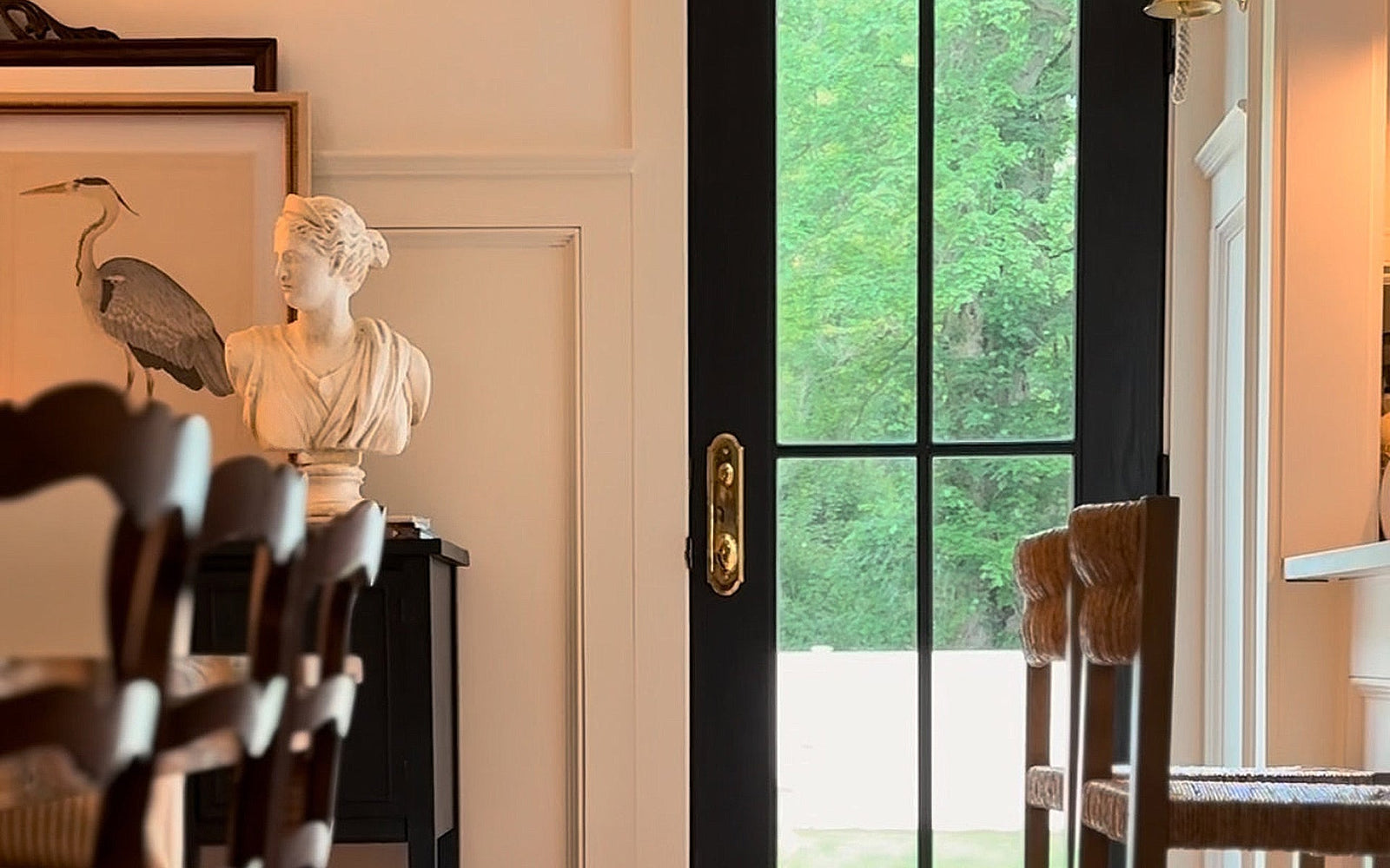 a modern nancy meyers style home with vintage touches and luxury brass door hardware from grandeur samantha jo interiors