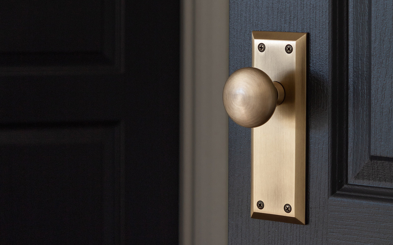 black door with classy beautiful vintage fifth avenue brass door hardware from grandeur