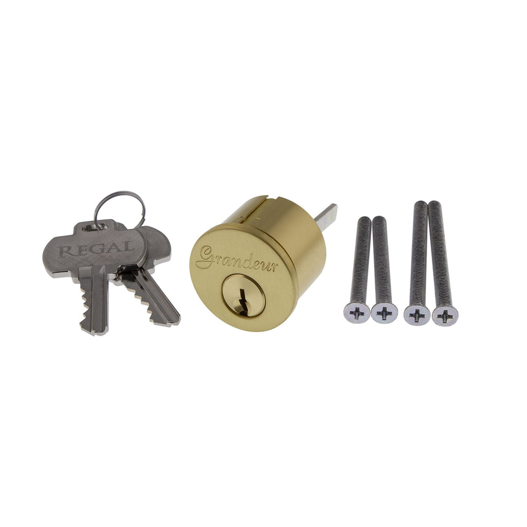 Deadbolt Cylinder and Cover without Key Code in Satin Brass