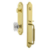 Arc One-Piece Handleset with C Grip and Baguette Clear Crystal Knob in Lifetime Brass