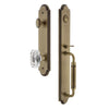 Arc One-Piece Handleset with C Grip and Baguette Clear Crystal Knob in Vintage Brass