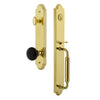 Grandeur Arc One-Piece Handleset with C Grip and Coventry Knob in Lifetime Brass