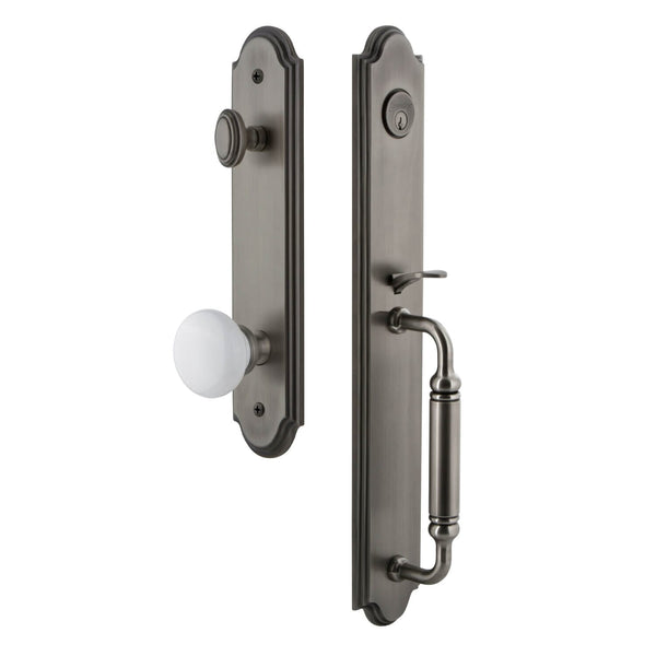 Arc One-Piece Handleset with C Grip and Hyde Park Knob in Antique Pewt ...