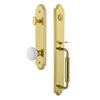 Arc One-Piece Handleset with C Grip and Hyde Park Knob in Lifetime Brass