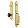 Grandeur Arc One-Piece Handleset with C Grip and Lyon Knob in Lifetime Brass