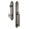 Arc One-Piece Handleset with D Grip and Baguette Clear Crystal Knob in Antique Pewter