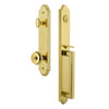 Arc One-Piece Handleset with D Grip and Bouton Knob in Lifetime Brass