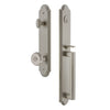 Arc One-Piece Handleset with D Grip and Bouton Knob in Satin Nickel