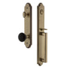 Grandeur Arc One-Piece Handleset with D Grip and Coventry Knob in Vintage Brass