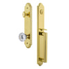 Arc One-Piece Handleset with D Grip and Fontainebleau Knob in Lifetime Brass