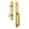 Arc One-Piece Handleset with D Grip and Hyde Park Knob in Lifetime Brass