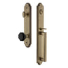 Grandeur Arc One-Piece Handleset with D Grip and Lyon Knob in Vintage Brass