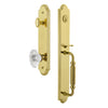 Arc One-Piece Handleset with F Grip and Biarritz Knob in Lifetime Brass