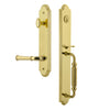 Arc One-Piece Handleset with F Grip and Georgetown Lever in Lifetime Brass