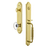 Arc One-Piece Handleset with F Grip and Provence Knob in Lifetime Brass