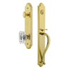 Arc One-Piece Handleset with S Grip and Baguette Clear Crystal Knob in Lifetime Brass