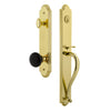 Grandeur Arc One-Piece Handleset with S Grip and Coventry Knob in Lifetime Brass