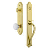 Arc One-Piece Handleset with S Grip and Hyde Park Knob in Lifetime Brass