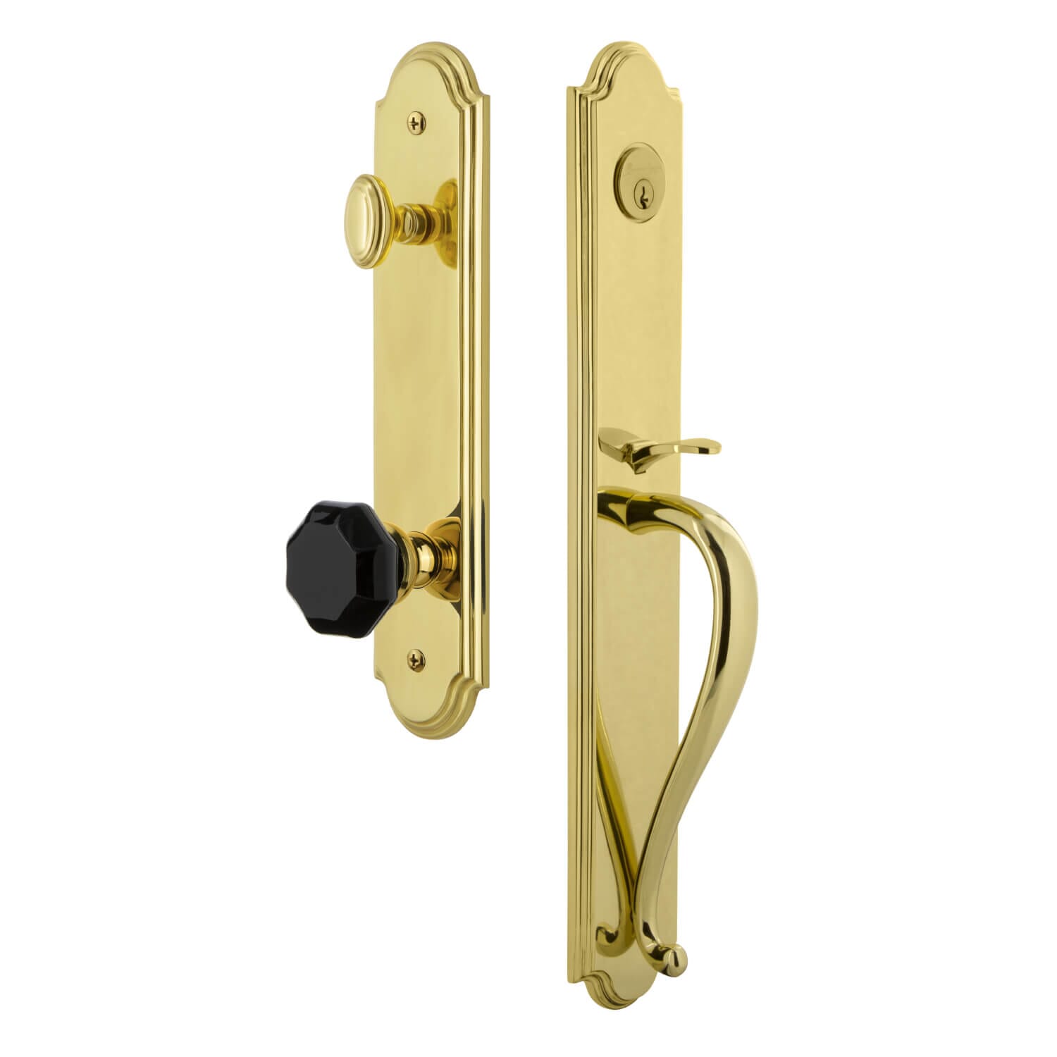 Grandeur Arc One-Piece Handleset with S Grip and Lyon Knob in