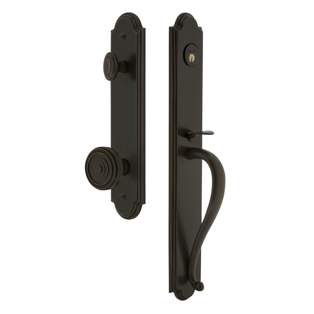 Arc One-Piece Handleset with S Grip and Soleil Knob in Timeless Bronze