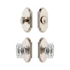 Arc Short Plate Entry Set with Baguette Clear Crystal Knob in Polished Nickel