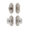 Arc Short Plate Entry Set with Baguette Clear Crystal Knob in Satin Nickel