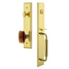 Carré One-Piece Handleset with C Grip and Baguette Amber Knob in Lifetime Brass