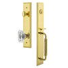 Carré One-Piece Handleset with C Grip and Baguette Clear Crystal Knob in Lifetime Brass