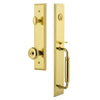 Carré One-Piece Handleset with C Grip and Bouton Knob in Lifetime Brass