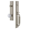 Carré One-Piece Handleset with C Grip and Hyde Park Knob in Satin Nickel