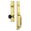 Grandeur Carré One-Piece Handleset with C Grip and Lyon Knob in Lifetime Brass