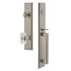 Carré One-Piece Handleset with D Grip and Baguette Clear Crystal Knob in Satin Nickel