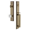 Carré One-Piece Handleset with D Grip and Bordeaux Knob in Vintage Brass