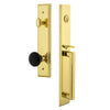 Grandeur Carré One-Piece Handleset with D Grip and Coventry Knob in Lifetime Brass