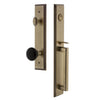 Grandeur Carré One-Piece Handleset with D Grip and Coventry Knob in Vintage Brass