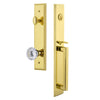 Carré One-Piece Handleset with D Grip and Fontainebleau Knob in Lifetime Brass