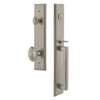 Carré One-Piece Handleset with D Grip and Grande Victorian Knob in Satin Nickel
