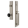 Grandeur Carré One-Piece Handleset with D Grip and Lyon Knob in Satin Nickel