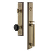 Grandeur Carré One-Piece Handleset with D Grip and Lyon Knob in Vintage Brass