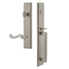 Carré One-Piece Handleset with D Grip and Newport Lever in Satin Nickel