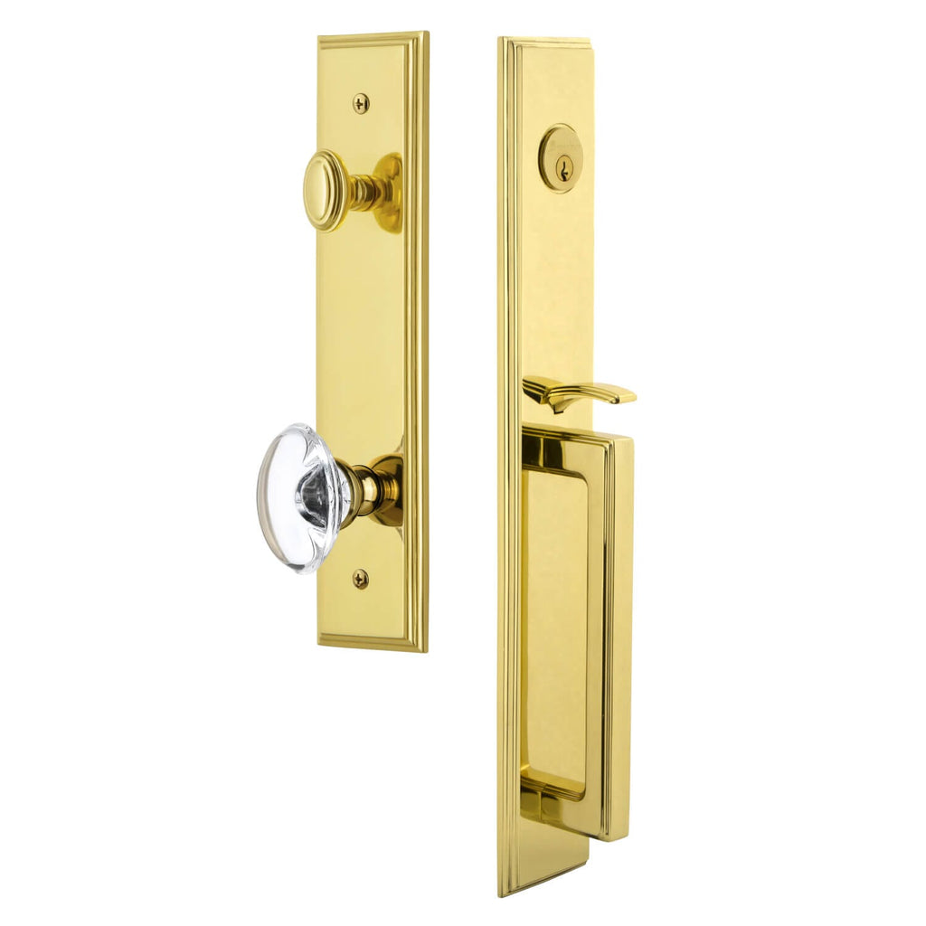 Carré One-Piece Handleset with D Grip and Provence Knob in Lifetime Brass