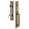 Carré One-Piece Handleset with D Grip and Provence Knob in Vintage Brass