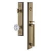 Carré One-Piece Handleset with D Grip and Versailles Knob in Vintage Brass